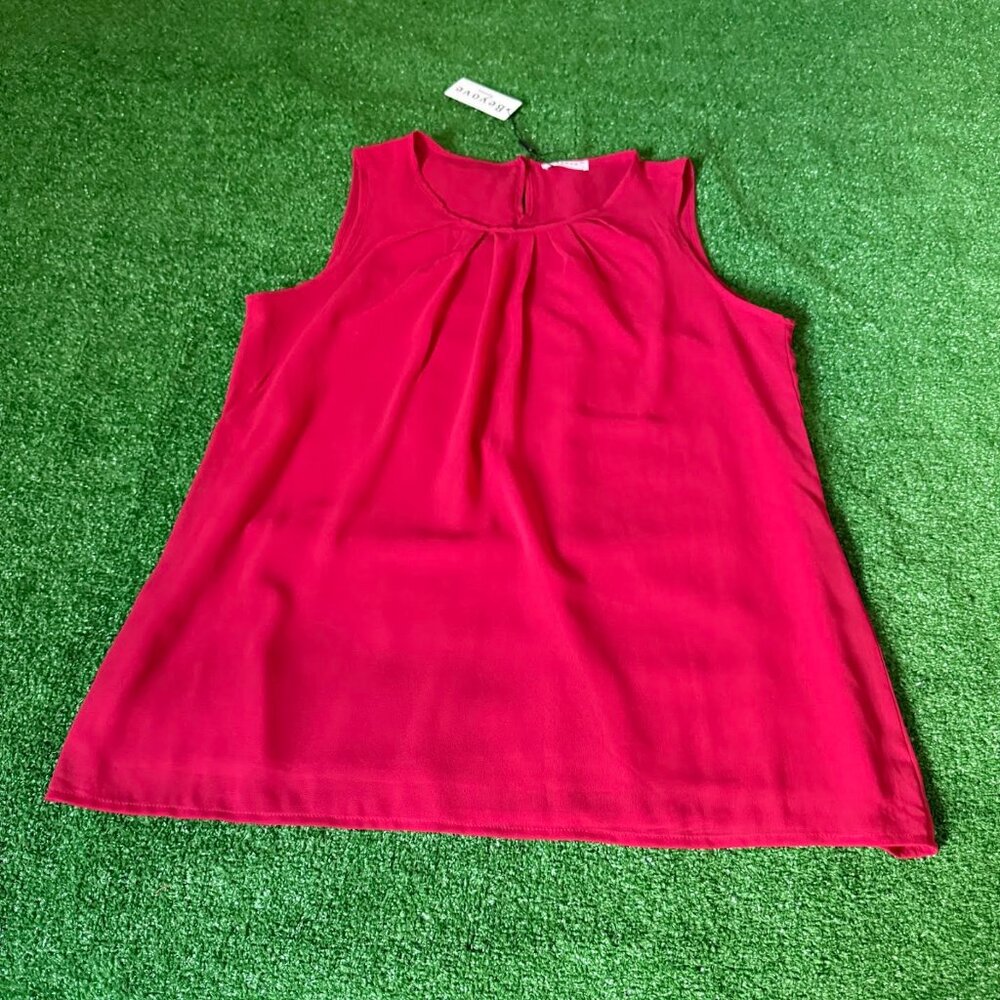 Beyove Sleeveless Pleated Neck Lightweight Business Casual Top Blouse Size L NWT